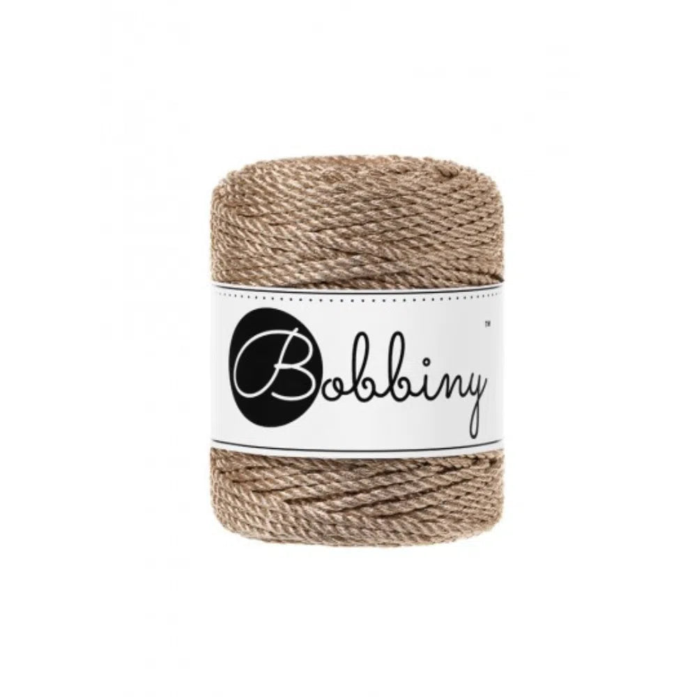 Bobbiny Metallic 3ply Macrame Rope 3mm - 5 colours-Macrame-Little Lane Workshops