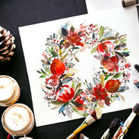CHRISTMAS WATERCOLOUR FLORAL WREATHS WORKSHOP-Workshop-Little Lane Workshops
