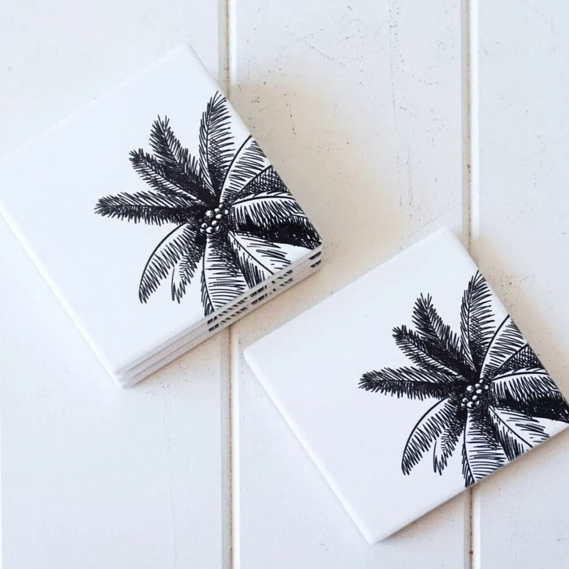 Coco Palm Ceramic Coasters-Homewares-Little Lane Workshops