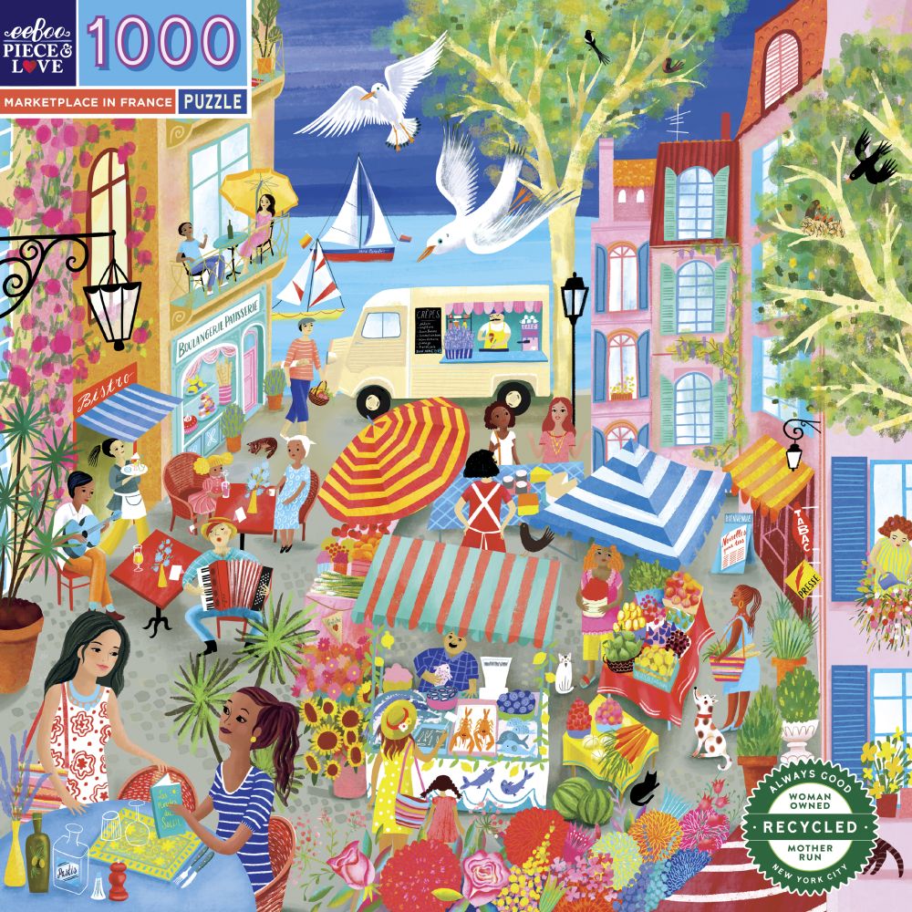 eeBoo French Marketplace 1000 Piece Jigsaw Puzzle | Little Lane ...