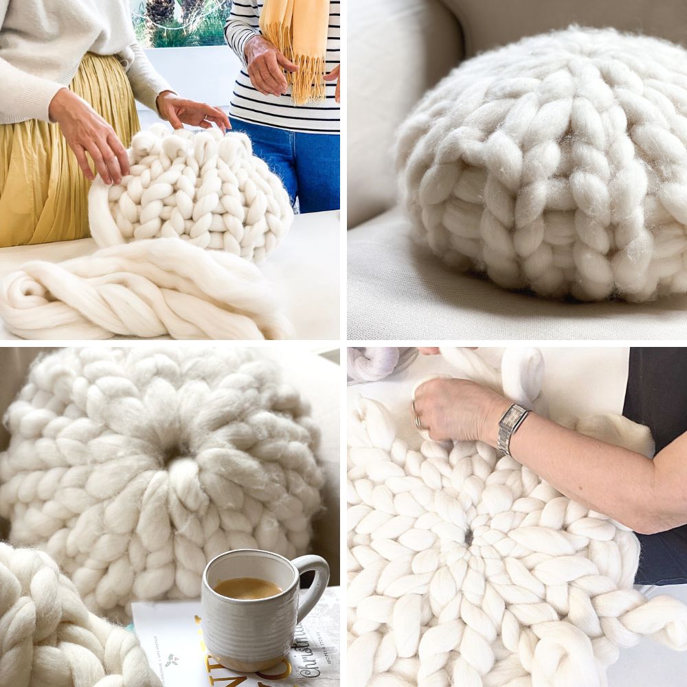 HAND KNITTED WOOL CUSHION WORKSHOP-Workshop-Little Lane Workshops