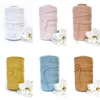 Macrame Twisted Mop Cotton - Coloured 4mm x 1kg Pastel Bulk Rolls (Approx 270 Meters)-Macrame-Little Lane Workshops