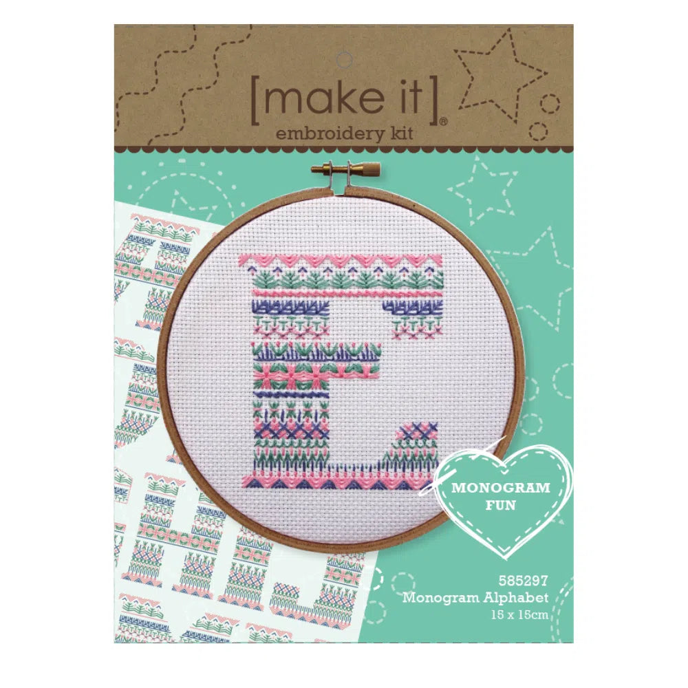 Monogram Alphabet Combo Cross Stitch & Embroidery Kit-Craft Kits-Little Lane Workshops