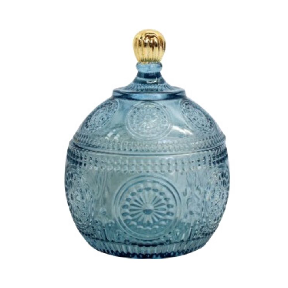 Motif Glass Trinket Jars - Various Colours-Homewares-Little Lane Workshops