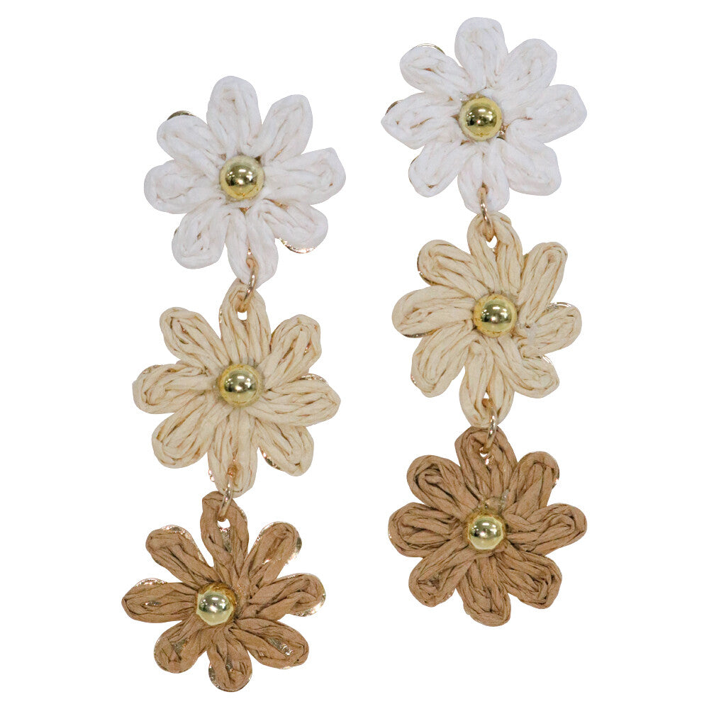 Daisy Raffia Earrings-Jewellery-Little Lane Workshops