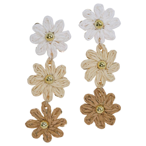 Daisy Raffia Earrings-Jewellery-Little Lane Workshops