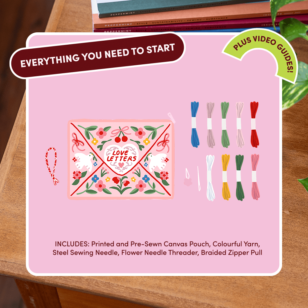 Love Letters - Needlepoint Pouch Kit by Craft Club-Craft Kits-Little Lane Workshops