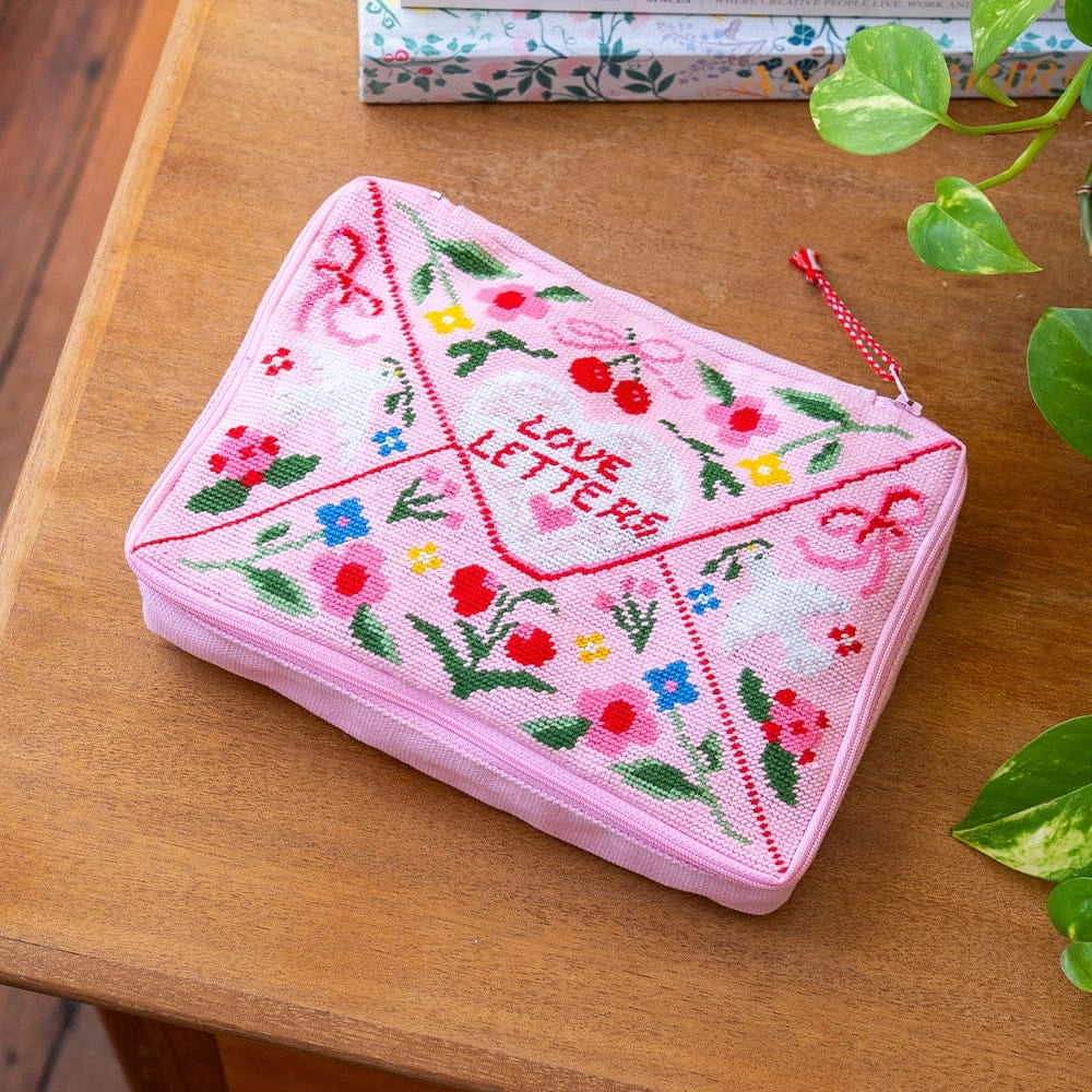 Love Letters - Needlepoint Pouch Kit by Craft Club-Craft Kits-Little Lane Workshops