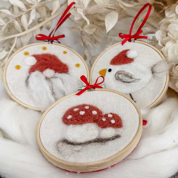 NEEDLE FELTED CHRISTMAS HOOPS WORKSHOP-Workshop-Little Lane Workshops