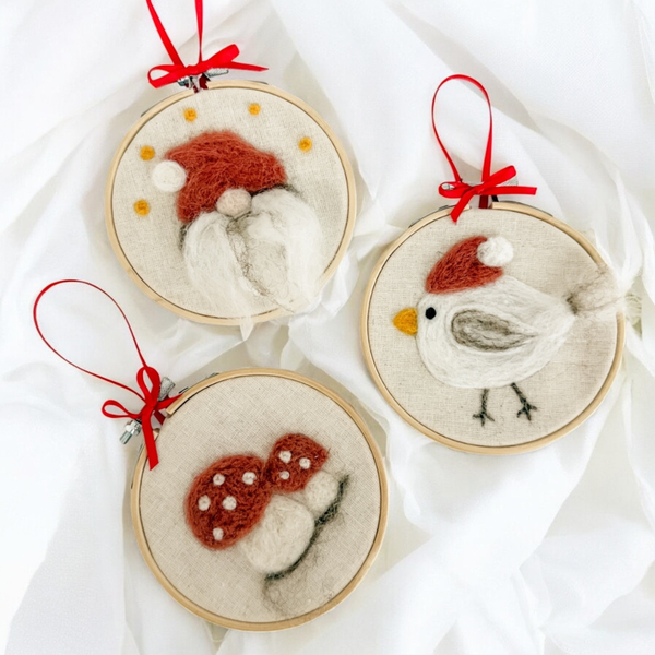 NEEDLE FELTED CHRISTMAS HOOPS WORKSHOP-Workshop-Little Lane Workshops