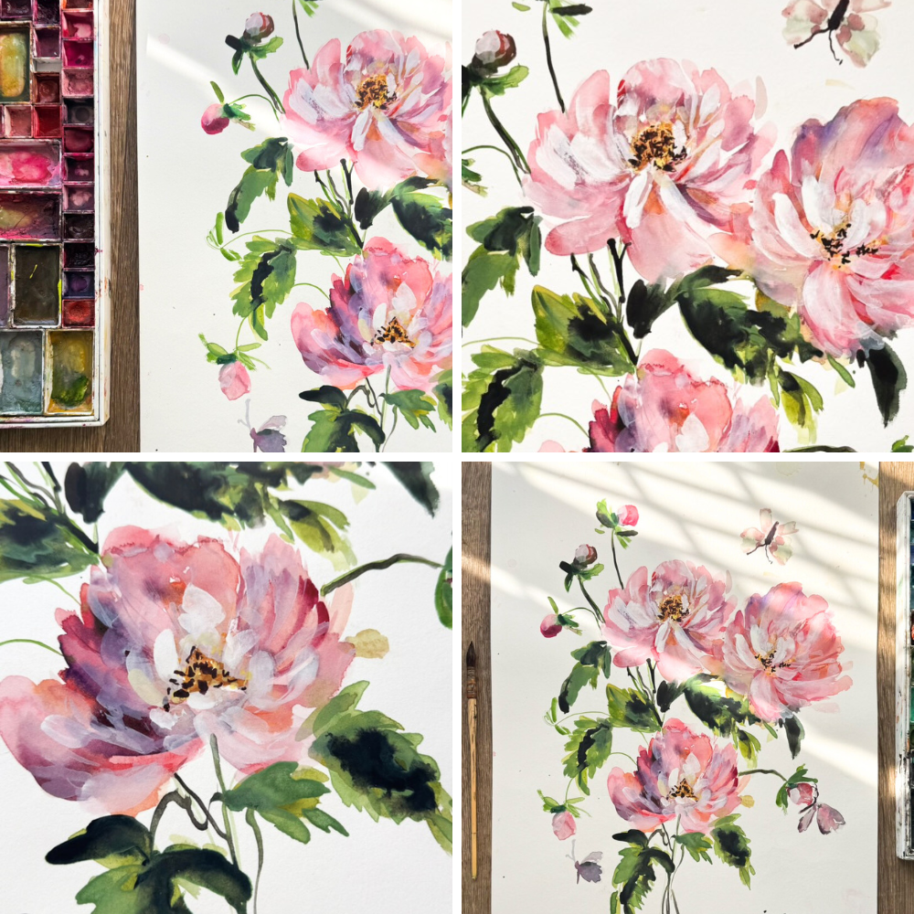 WATERCOLOUR PEONIES WORKSHOP-Workshop-Little Lane Workshops