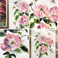 WATERCOLOUR PEONIES WORKSHOP-Workshop-Little Lane Workshops