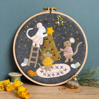 Christmas with the Mouse Family Felt Appliqué Hoop Kit by Corrine Lapierre-Craft Kits-Little Lane Workshops