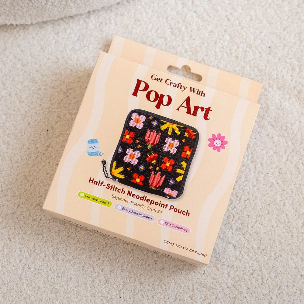Pop Art Petals - Needlepoint Pouch Kit By Craft Club-Craft Kits-Little Lane Workshops