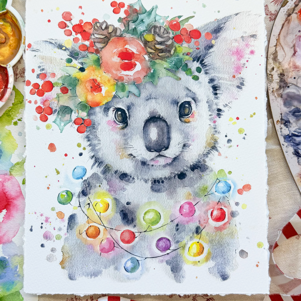 Christmas Watercolour Koala Workshop-Workshop-Little Lane Workshops