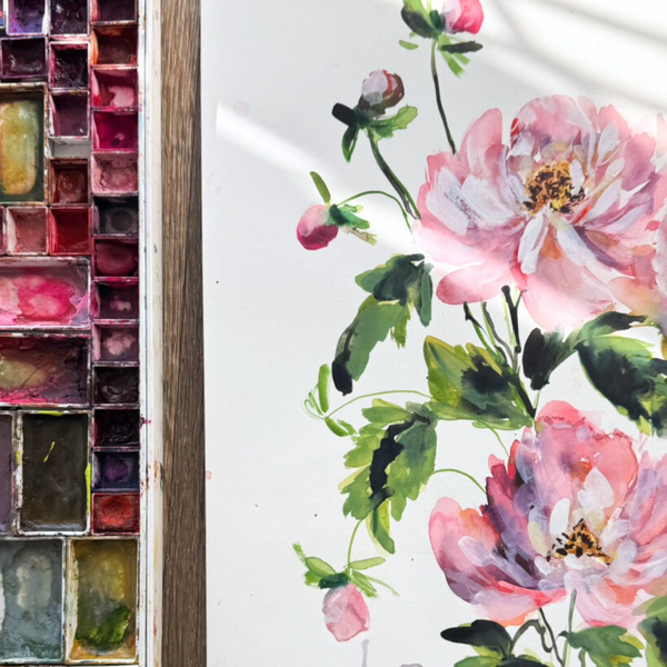 WATERCOLOUR PEONIES WORKSHOP-Workshop-Little Lane Workshops