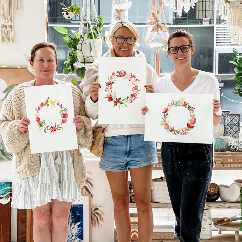 CHRISTMAS WATERCOLOUR FLORAL WREATHS WORKSHOP-Workshop-Little Lane Workshops