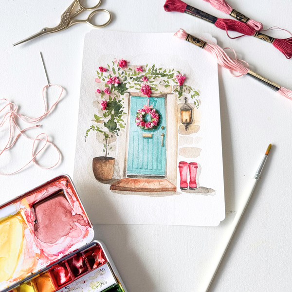 CHRISTMAS WATERCOLOUR PAINT & STITCH-Workshop-Little Lane Workshops