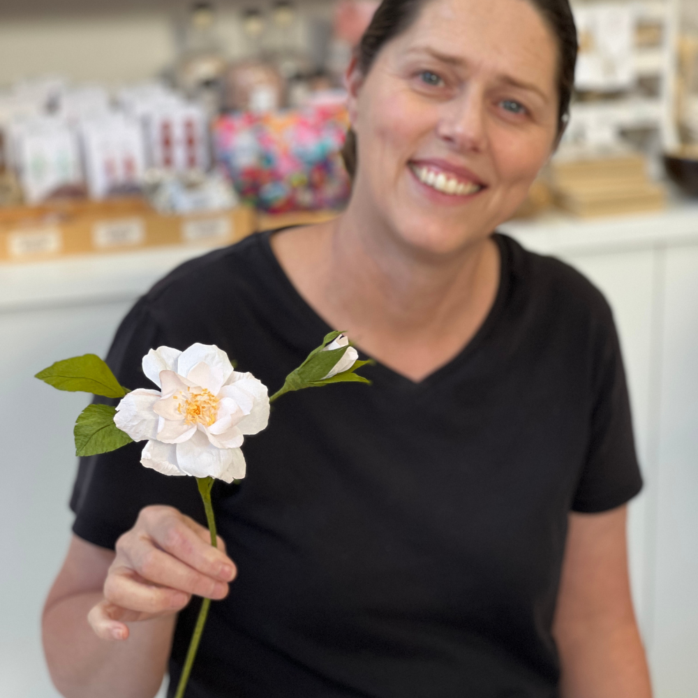 Crepe Paper Wild Rose Branch - Paper Floristry Workshop-Workshop-Little Lane Workshops