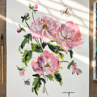 WATERCOLOUR PEONIES WORKSHOP-Workshop-Little Lane Workshops