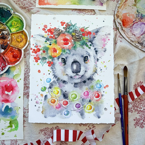 Christmas Watercolour Koala Workshop-Workshop-Little Lane Workshops