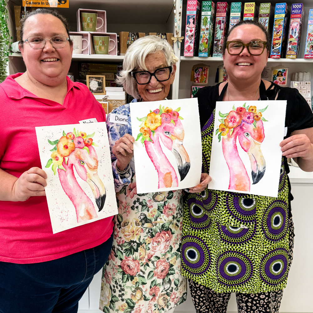 WATERCOLOUR FLAMINGO WORKSHOP-Workshop-Little Lane Workshops