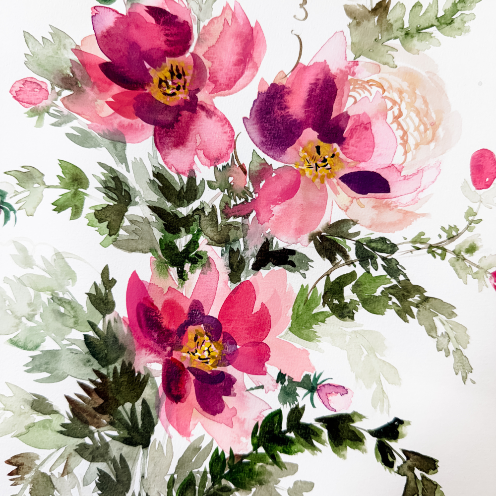 WATERCOLOUR PEONIES WORKSHOP-Workshop-Little Lane Workshops