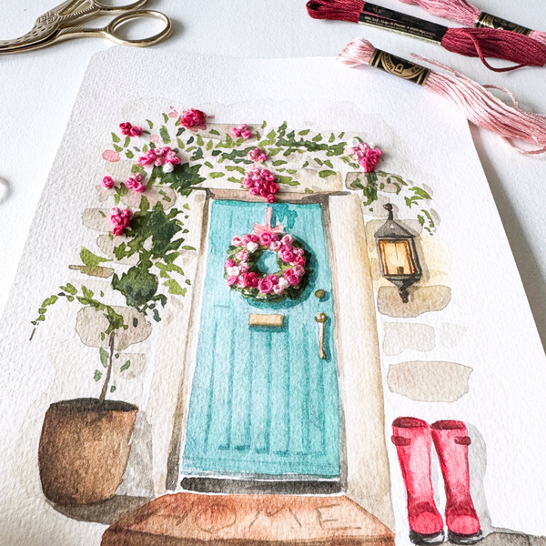 CHRISTMAS WATERCOLOUR PAINT & STITCH-Workshop-Little Lane Workshops