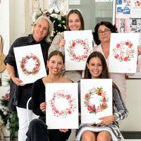 CHRISTMAS WATERCOLOUR FLORAL WREATHS WORKSHOP-Workshop-Little Lane Workshops