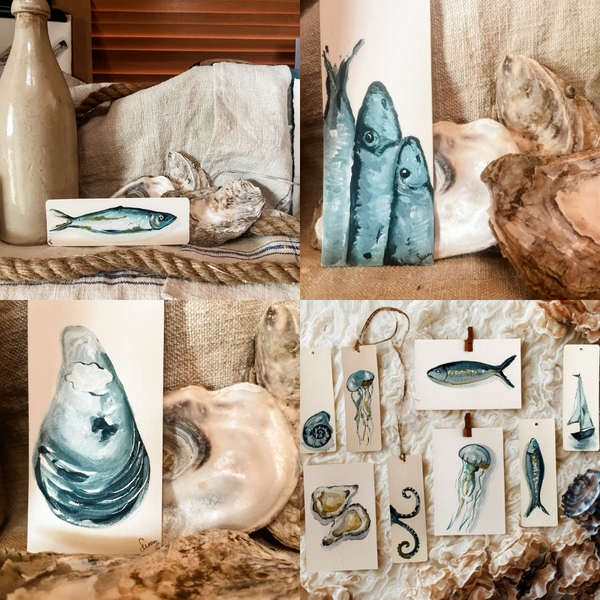 Tide Line Painted Marine Life Bookmarks & Postcards-Workshop-Little Lane Workshops