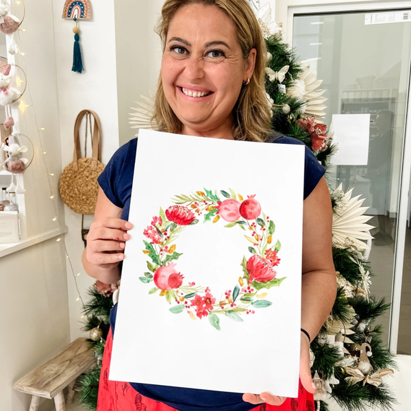 CHRISTMAS WATERCOLOUR FLORAL WREATHS WORKSHOP-Workshop-Little Lane Workshops