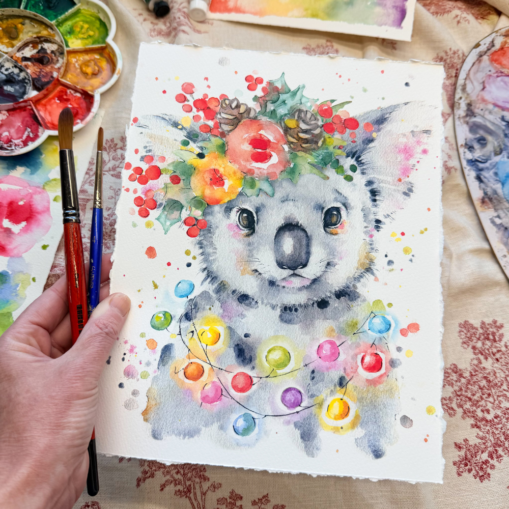 Christmas Watercolour Koala Workshop-Workshop-Little Lane Workshops