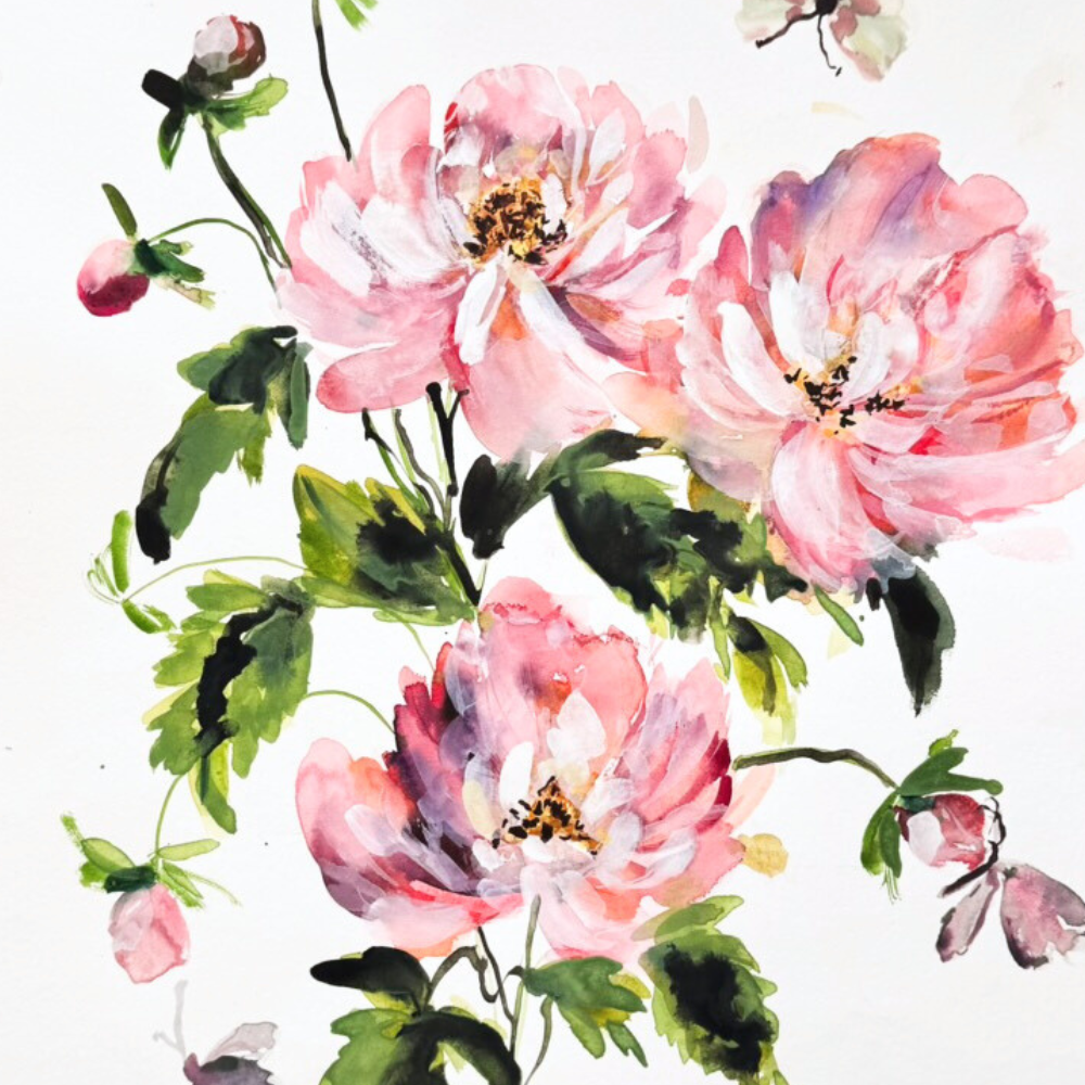 WATERCOLOUR PEONIES WORKSHOP-Workshop-Little Lane Workshops