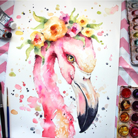 WATERCOLOUR FLAMINGO WORKSHOP-Workshop-Little Lane Workshops