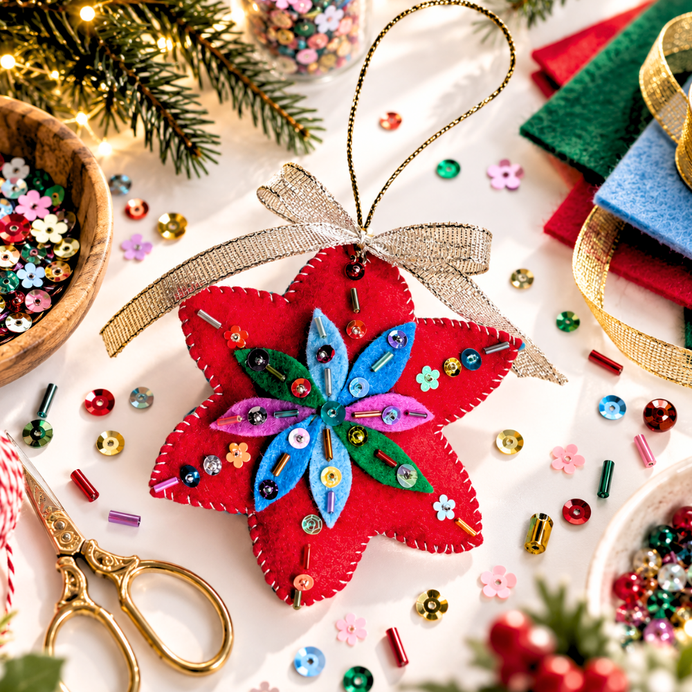 Christmas Felted Embroidery Ornaments Workshop-Workshop-Little Lane Workshops