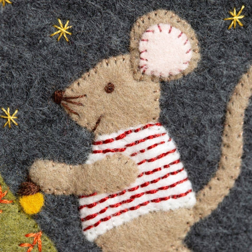 Christmas with the Mouse Family Felt Appliqué Hoop Kit by Corrine Lapierre-Craft Kits-Little Lane Workshops