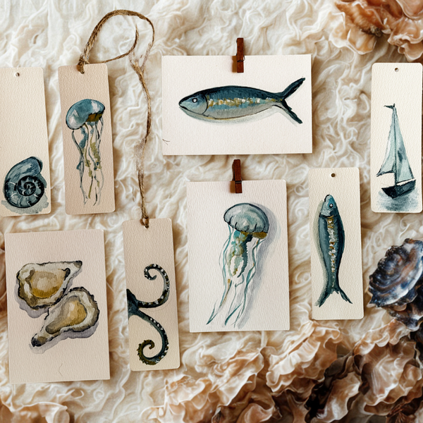 Tide Line Painted Marine Life Bookmarks & Postcards-Workshop-Little Lane Workshops