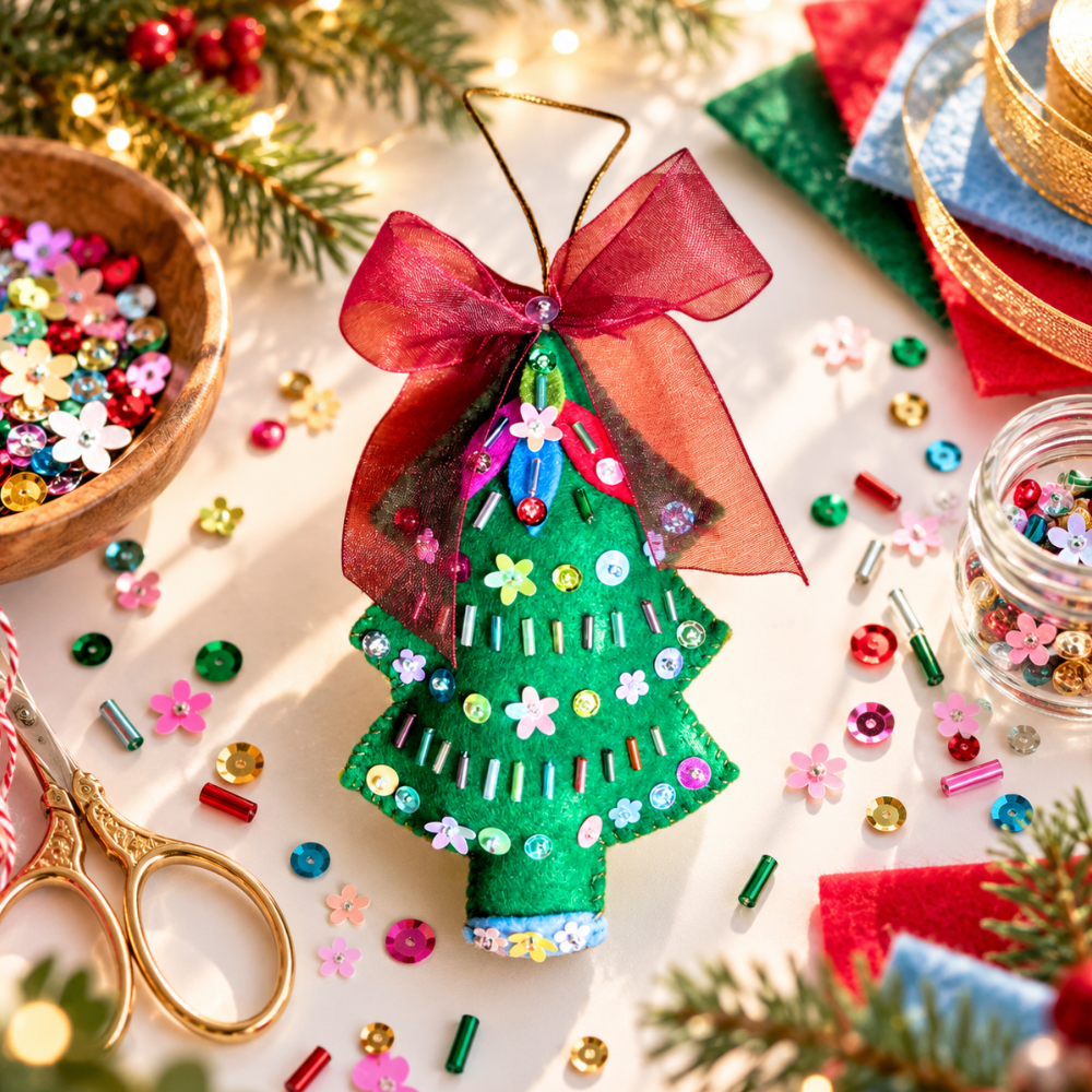 Christmas Felted Embroidery Ornaments Workshop-Workshop-Little Lane Workshops