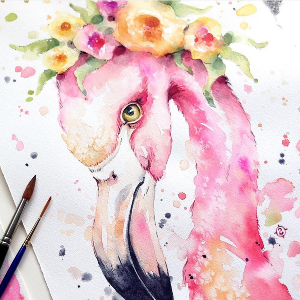 WATERCOLOUR FLAMINGO WORKSHOP-Workshop-Little Lane Workshops