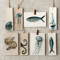 Tide Line Painted Marine Life Bookmarks & Postcards