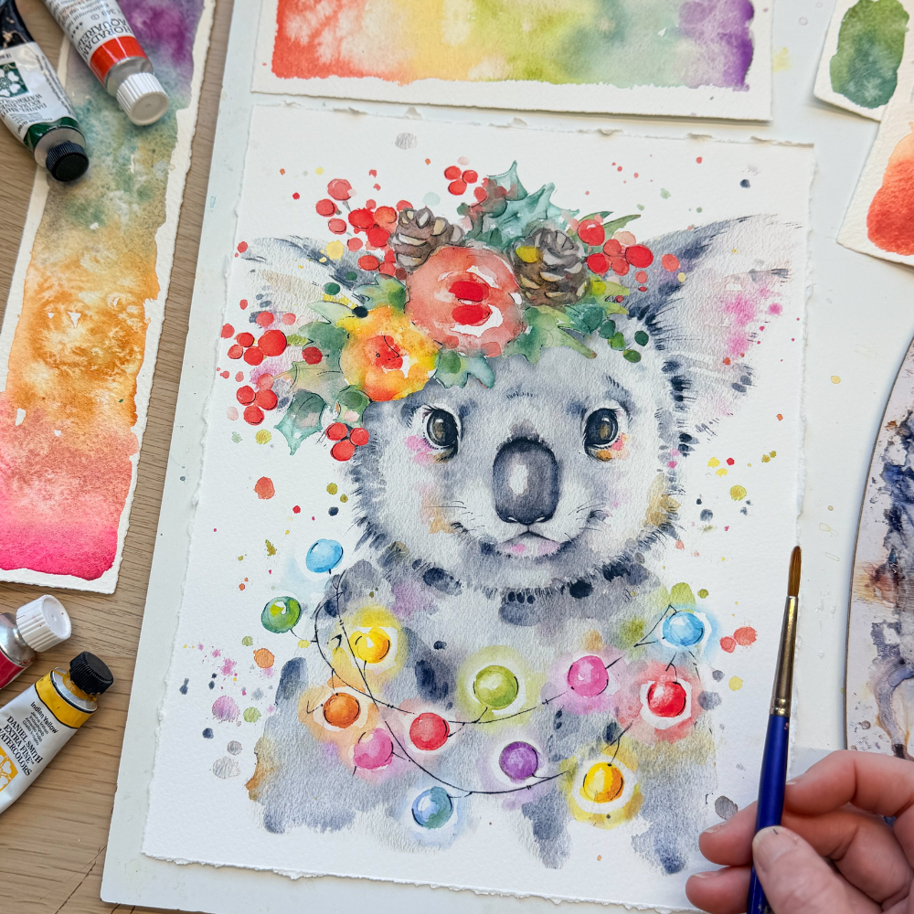 Christmas Watercolour Koala Workshop-Workshop-Little Lane Workshops