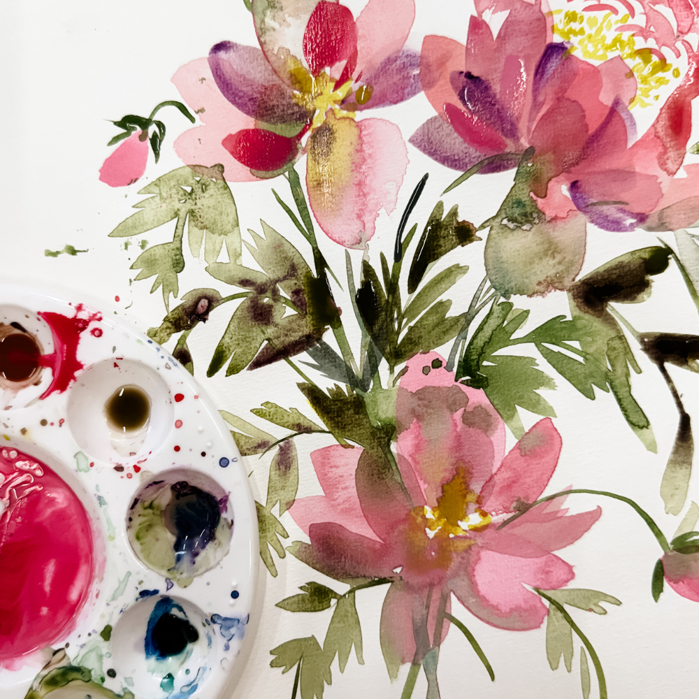 WATERCOLOUR PEONIES WORKSHOP-Workshop-Little Lane Workshops