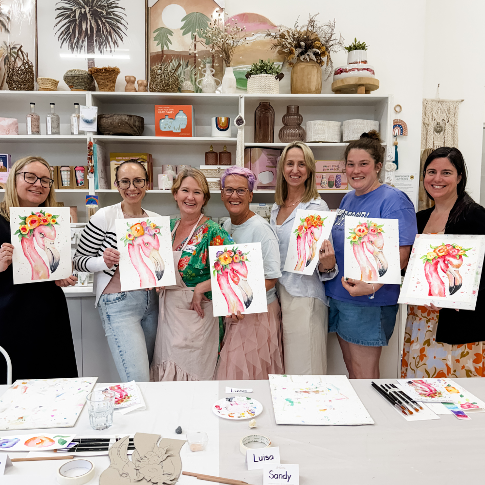 WATERCOLOUR FLAMINGO WORKSHOP-Workshop-Little Lane Workshops