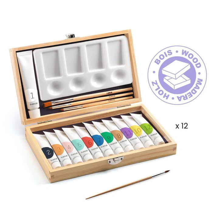 Artist's Box with 12 Gouaches Tubes-Art Supplies-Little Lane Workshops