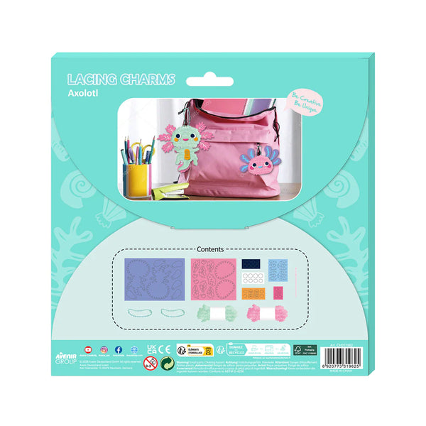 Axolotl Lace Up Charms-Craft Kits-Little Lane Workshops