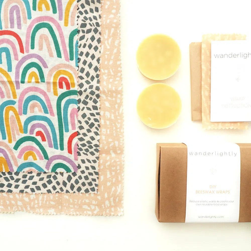 Beeswax Wrap DIY Kits - Peach Rainbow Print-Beeswax-Little Lane Workshops