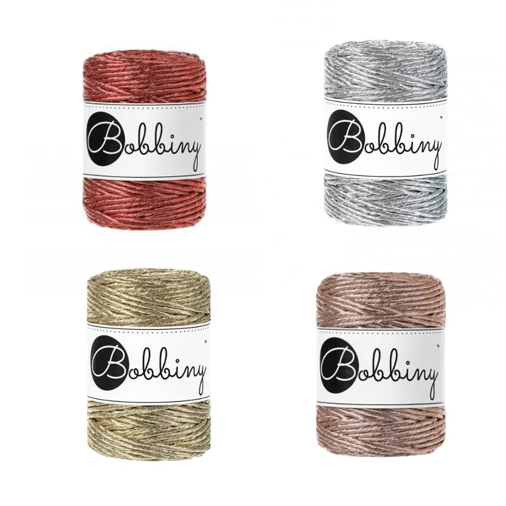 Bobbiny Macrame Metallic Single Twist Cord 3mm - 4 colours-Macrame-Little Lane Workshops