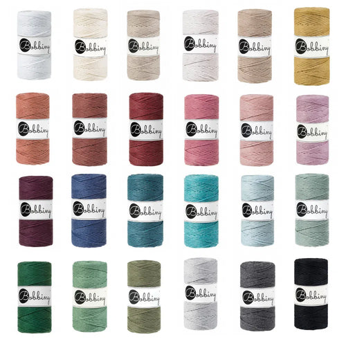 Bobbiny Macrame Twisted Mop Cotton - Coloured 3mm x 100 meters-Macrame-Little Lane Workshops