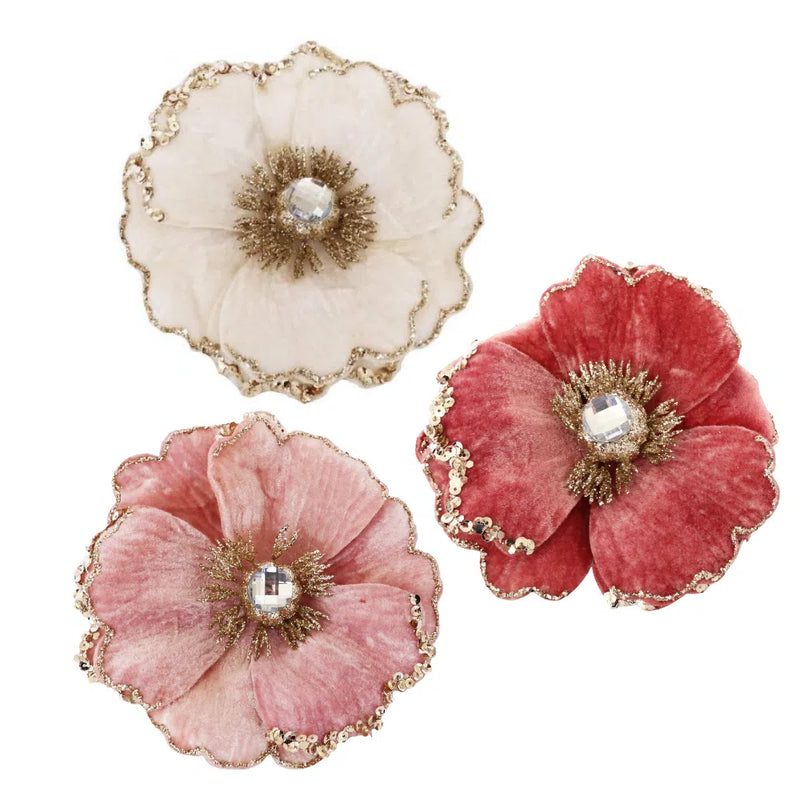 Christmas Flower Clip Decoration - Various Colours-Homewares-Little Lane Workshops