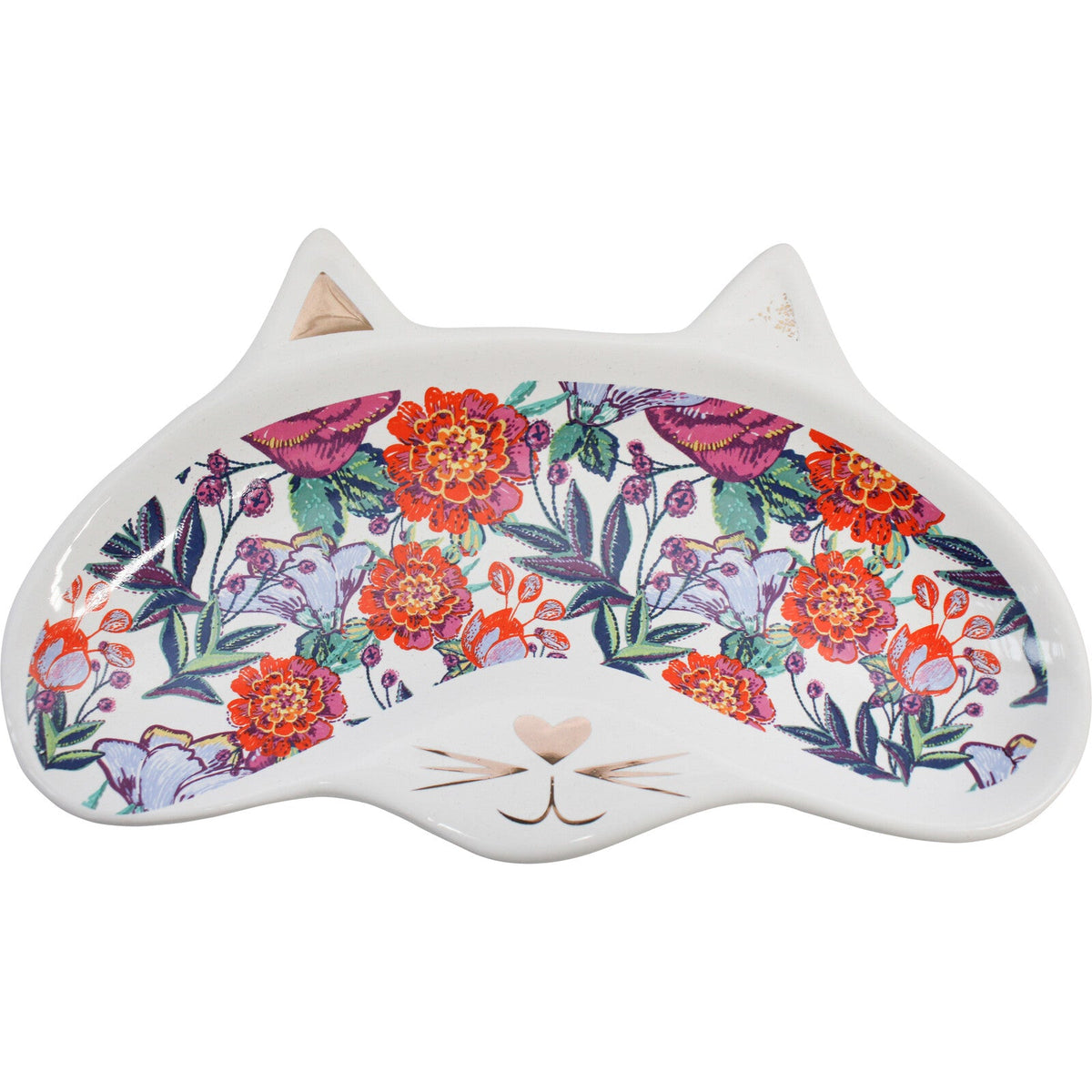 Kitty Cat Glasses Dish - Pink or Blue Folk Print-Homewares-Little Lane Workshops